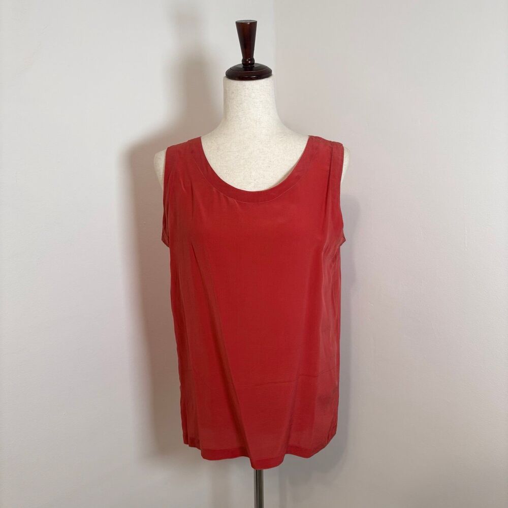 Ellen Ashley 100% Silk Orange Tank Top Sz M